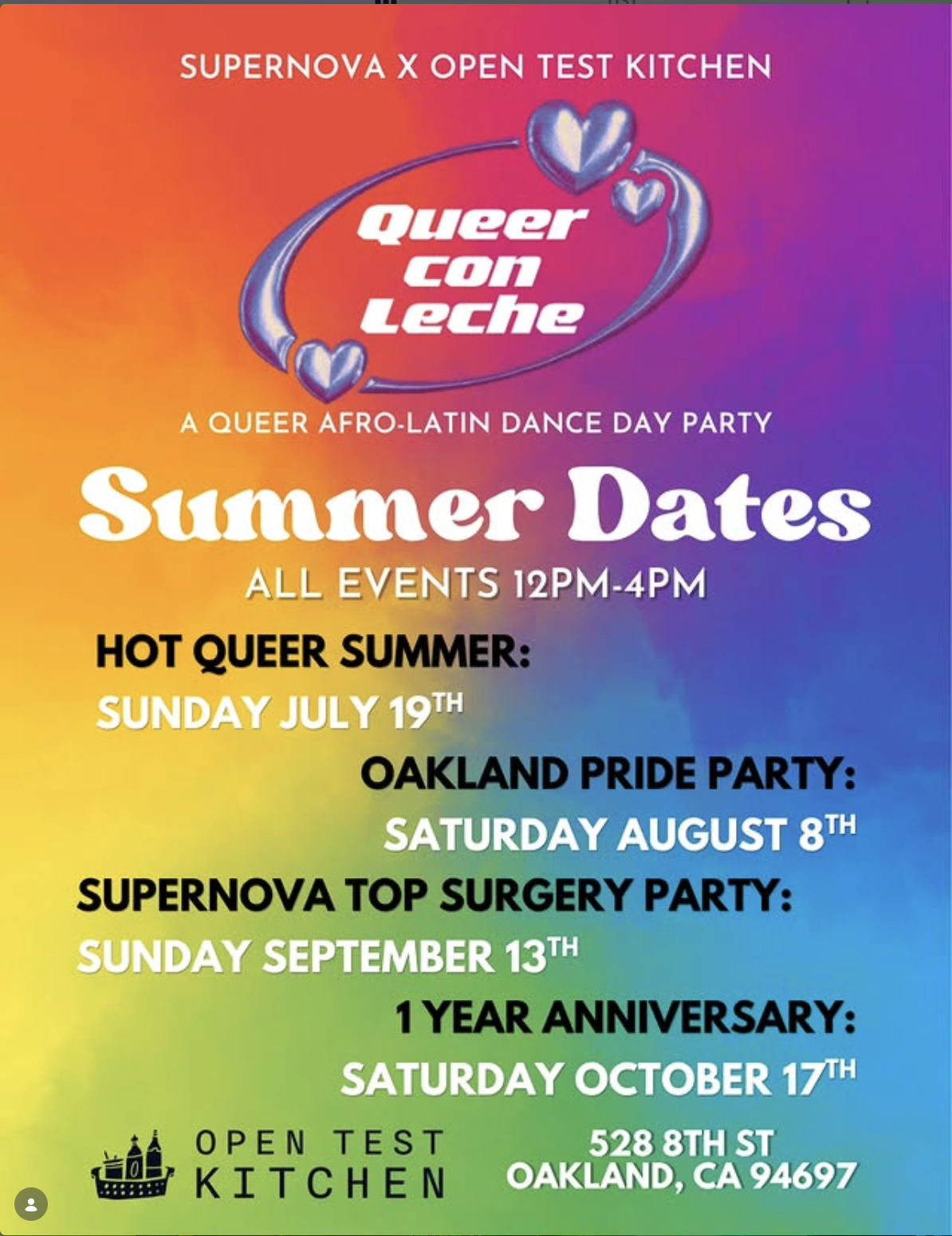 7.19 Queer con Leche Pride Party with Supernova, 12P – 4P